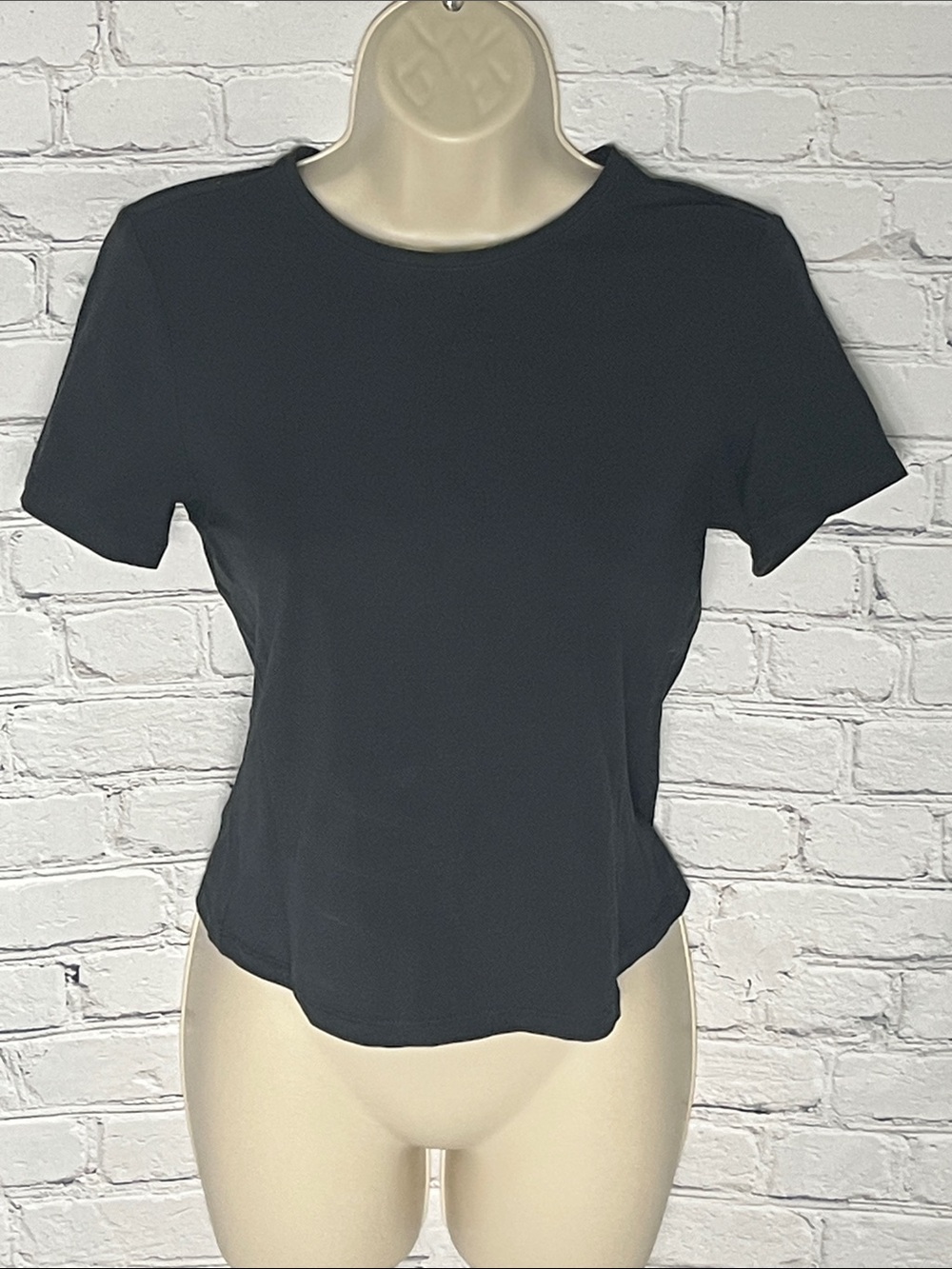 Weekday Black Short Sleeve Cropped Crewneck Tee